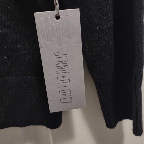 Jennifer Lopez Open Front Cardigan Black - Rhinestone Brooch Med NWT - Picture 3 of 8